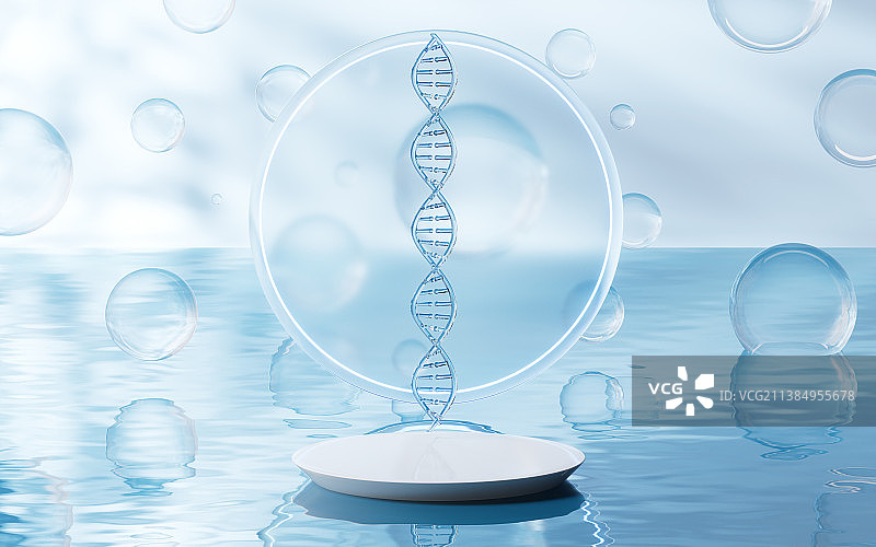 水面上的DNA三维渲染图片素材