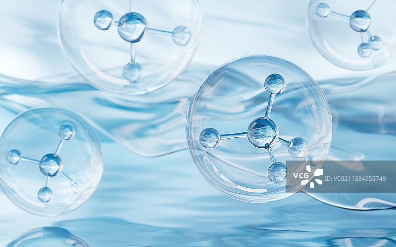 水面上的分子3D渲染图片素材