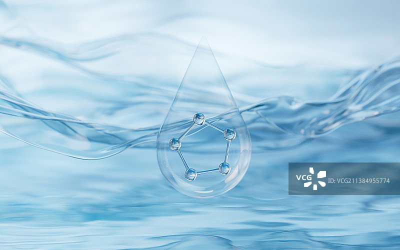 水面上的分子3D渲染图片素材