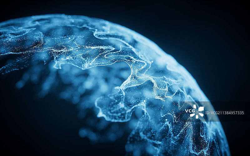 球形流动粒子背景3D渲染图片素材