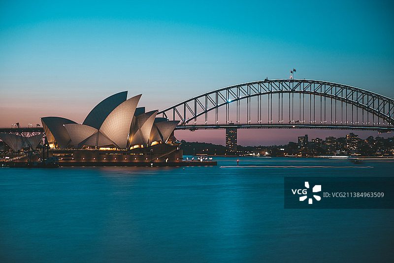 城市天际线悉尼歌剧院海港大桥图片素材