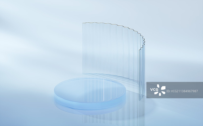 透明渐变玻璃曲面3D渲染图片素材