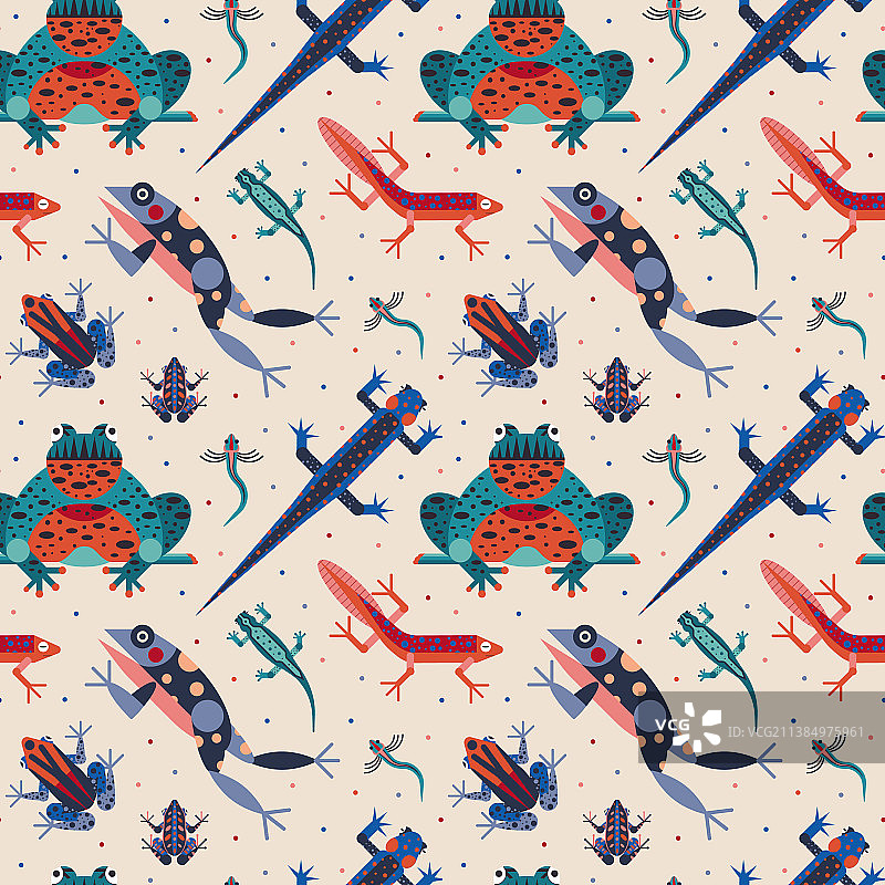 奇怪的两栖动物和古怪的青蛙图案图片素材