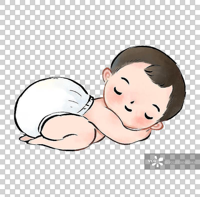 插画元素睡着的婴儿图片素材
