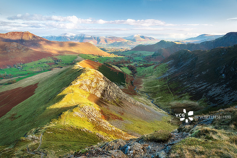英国凯西克：从罗宾逊高空俯瞰斯科道山和布伦卡特拉山图片素材
