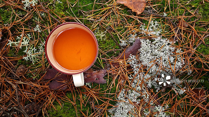 草地上的琥珀色饮品图片素材