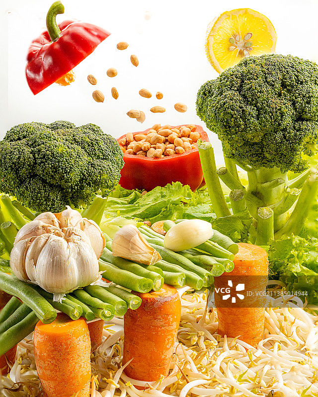 桌面上食材的梦幻特写图片素材