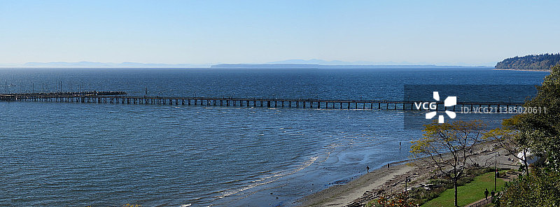 加拿大不列颠哥伦比亚省怀特罗克木制码头全景图片素材