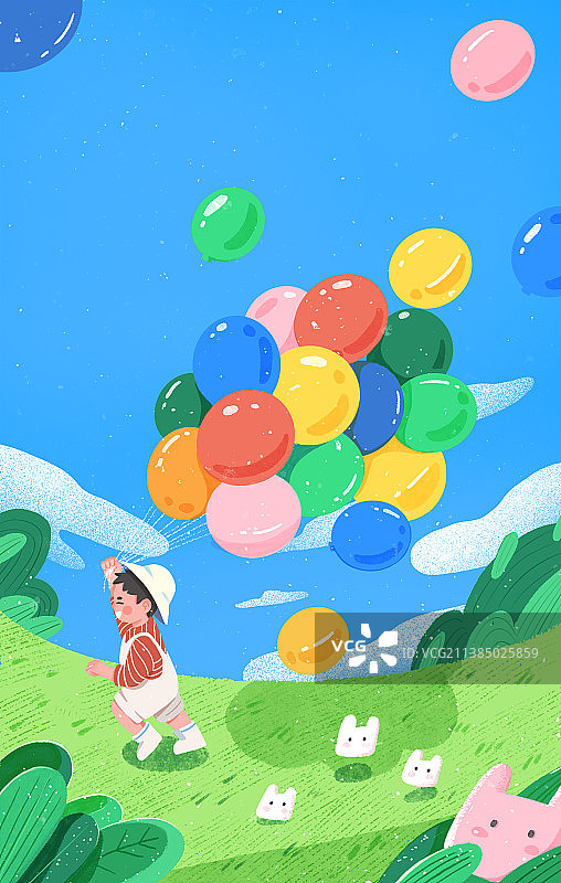 六一儿童节海报插画可自行添加标题图片素材