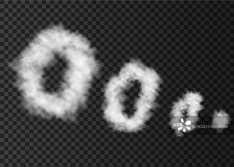 透明背景上的白色烟圈图片素材