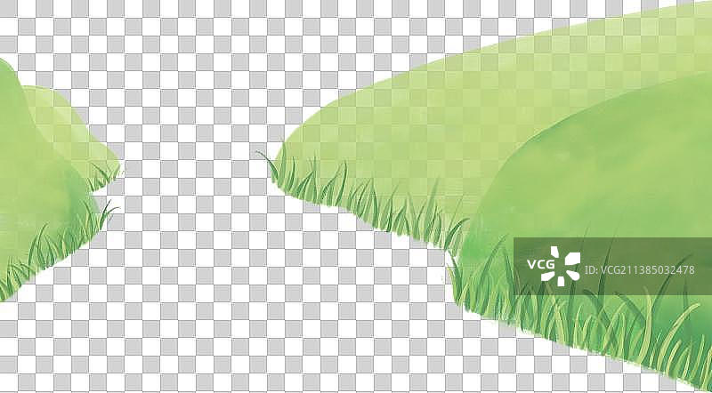 手绘清新绿色山野草地图片素材