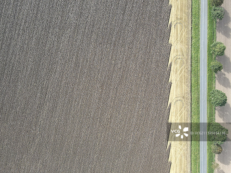 英国沉没岛的犁地航拍全景图片素材