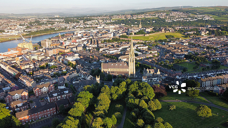 德里圣尤金大教堂城市建筑高角度景观图片素材