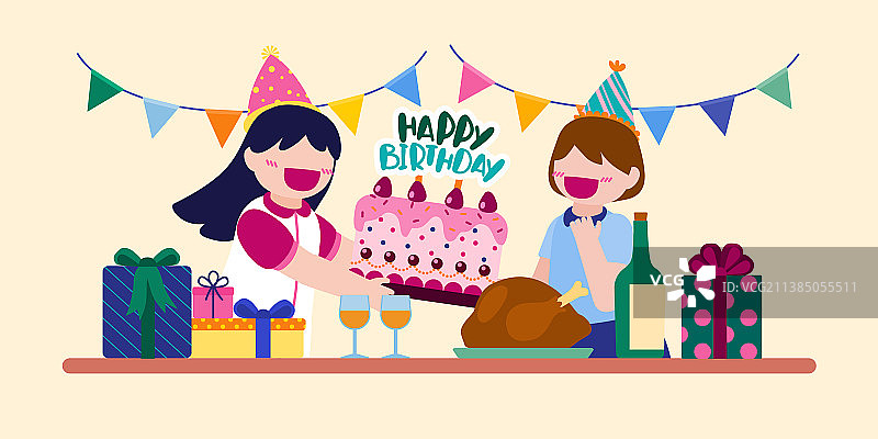 卡通生日聚会人物图片素材