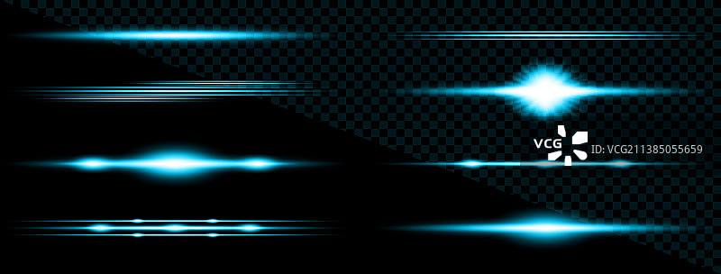 蓝色霓虹灯横向镜头光晕合集图片素材