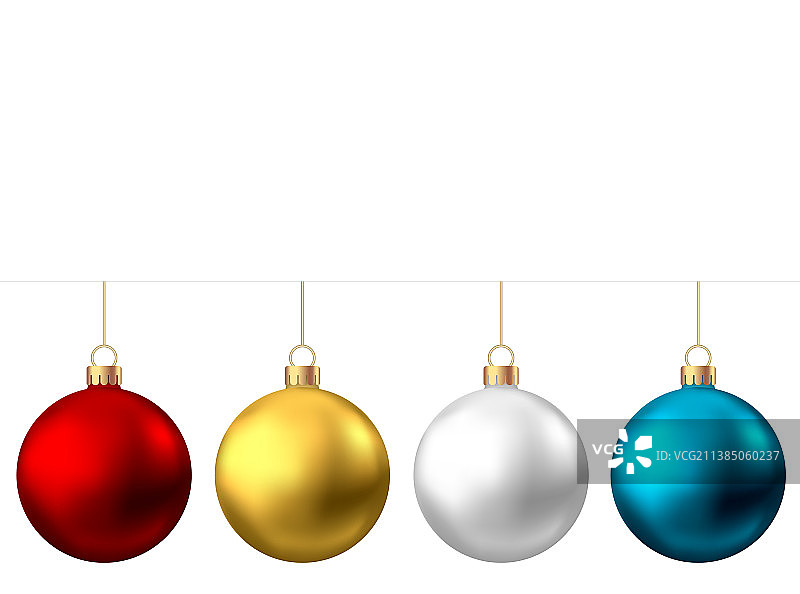 逼真红色金色银色蓝色圣诞球图片素材