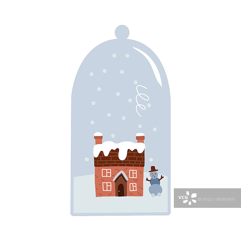冬季雪景球贺卡玻璃雪球图片素材