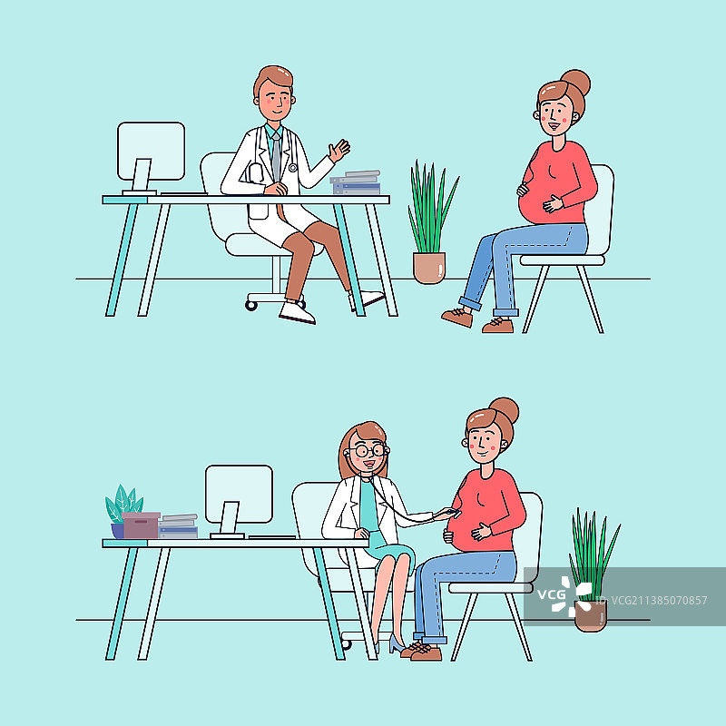 产科医生检查孕妇图片素材