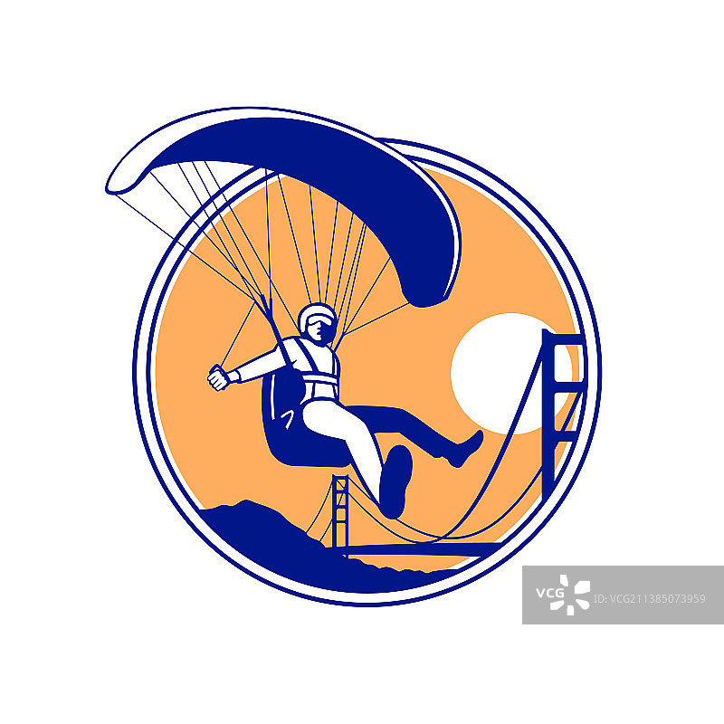 在金门大桥上玩滑翔伞图片素材