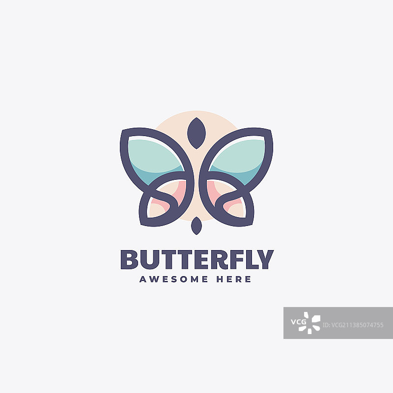蝴蝶简约吉祥物渐变风格logo图片素材