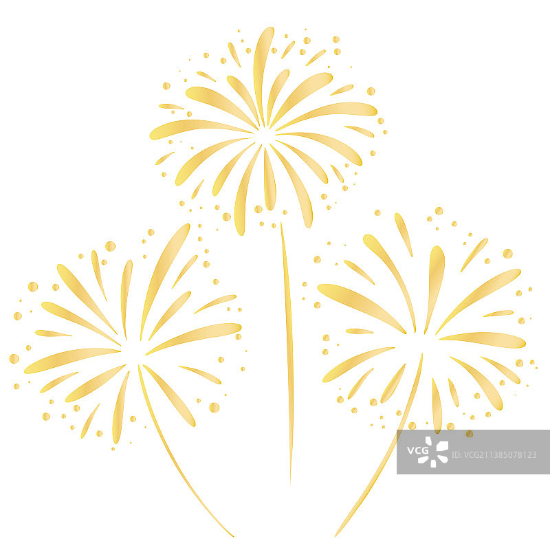 金色烟花手绘套装图片素材