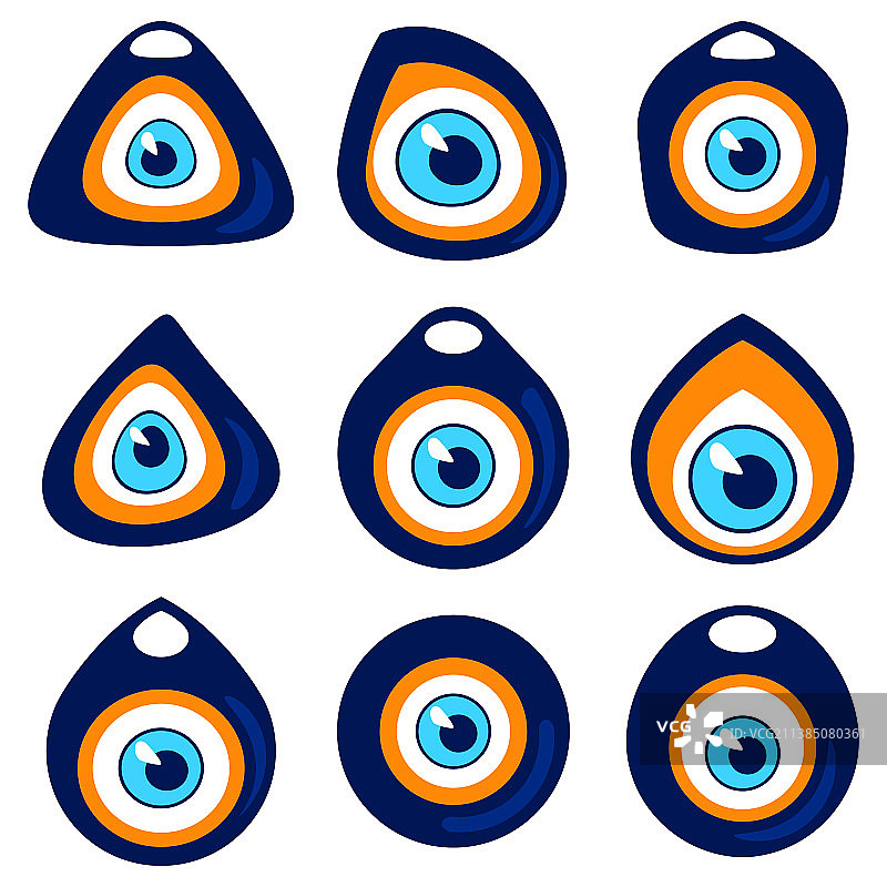 带土耳其之眼护身符的图标集图片素材