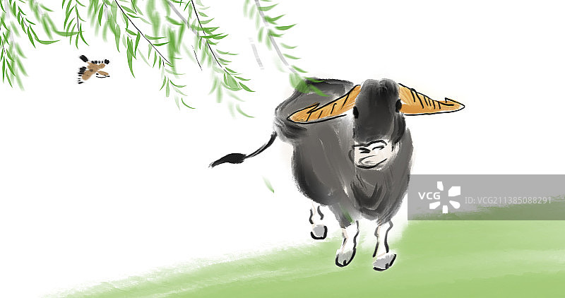 儿童漫画文学古代诗词插图图片素材