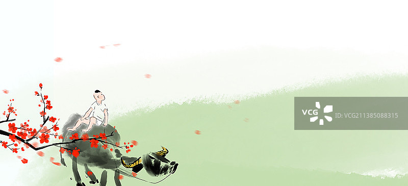 儿童漫画文学古代诗词插图图片素材