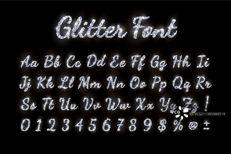 带有发光灯的银色闪光节日字体图片素材