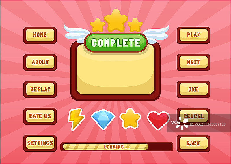 游戏得分按钮全套设计图片素材