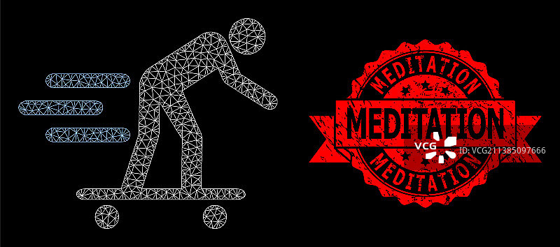 有划痕的冥想印章和网络滑冰图片素材