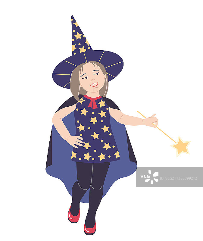 穿着观星者服装的微笑女孩图片素材