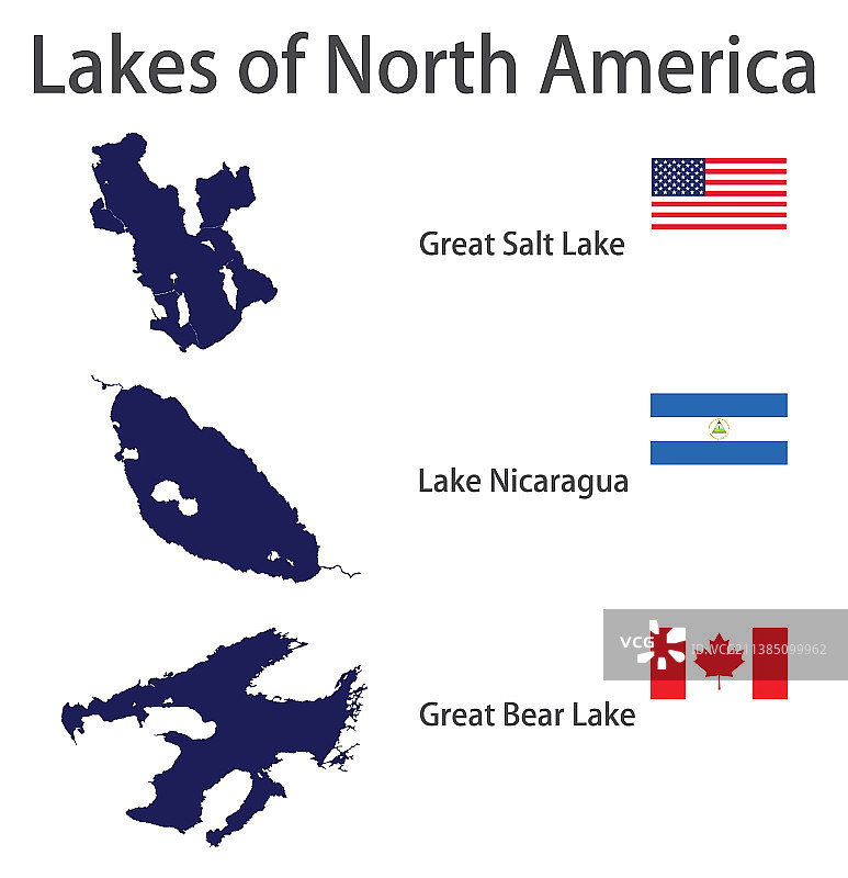 北美洲湖泊轮廓剪影合集图片素材