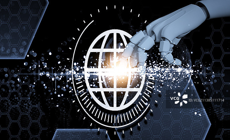 机器人手触摸网络数据图片素材