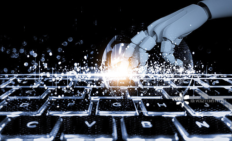 机器人手触摸网络数据图片素材