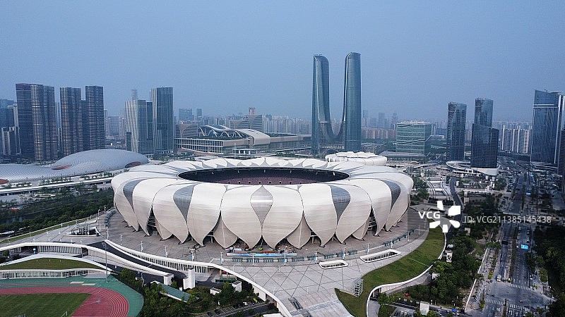 航拍下的杭州图片素材