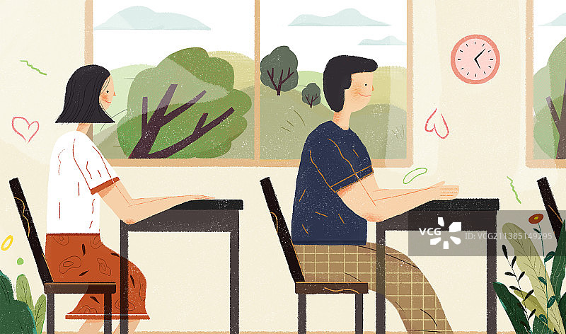 学生时代前后桌图片素材