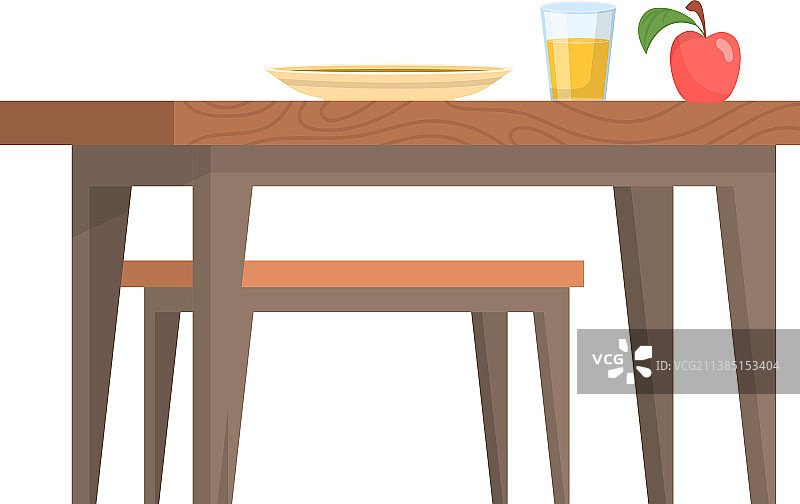 卡通风格的食物木桌早餐图标图片素材