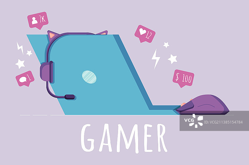 游戏玩家工作场所概念笔记本电脑图片素材