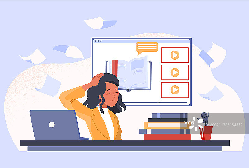 疲惫的女人正在学习图片素材