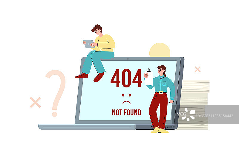 操作系统404错误扁平卡通图片素材