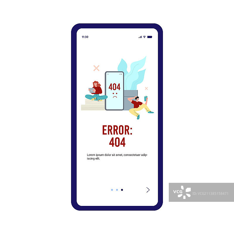 手机App的404错误页面UI扁平化设计图片素材