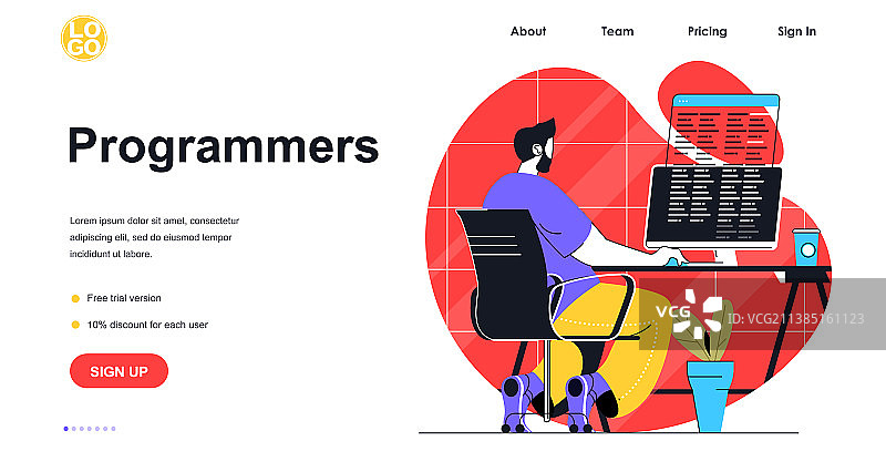 程序员Web Banner概念设计图片素材