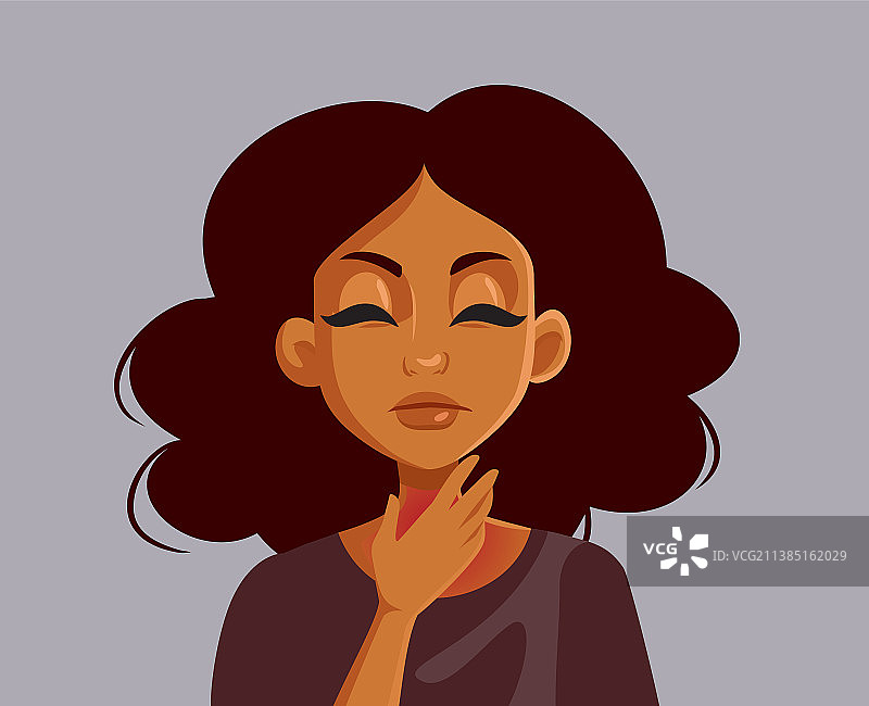 嗓子疼的生病女人卡通图片素材