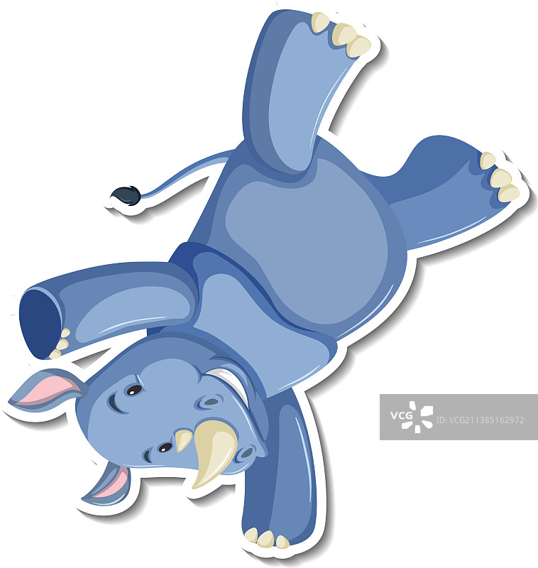跳舞的犀牛卡通人物贴纸图片素材