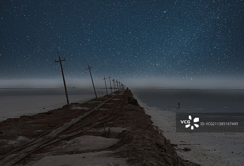 星空下的茶卡盐湖图片素材