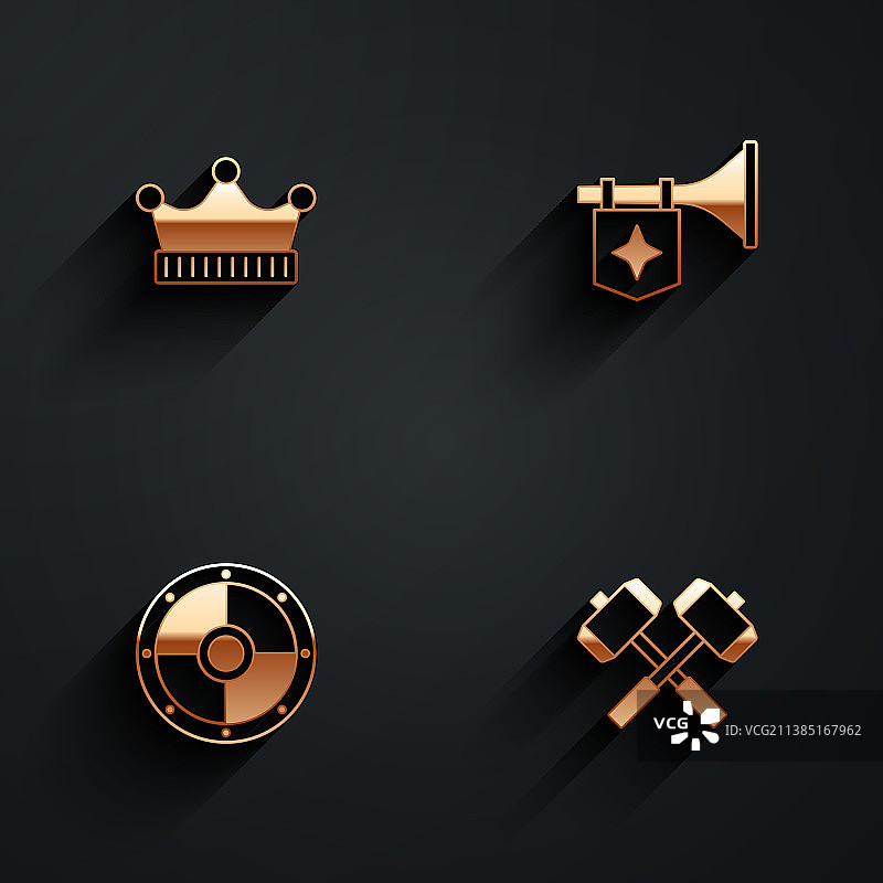 国王皇冠旗帜喇叭圆形盾牌合集图片素材