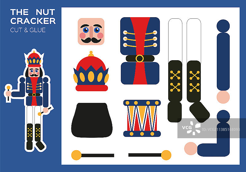 胡桃夹子剪切和粘贴新年传统图片素材