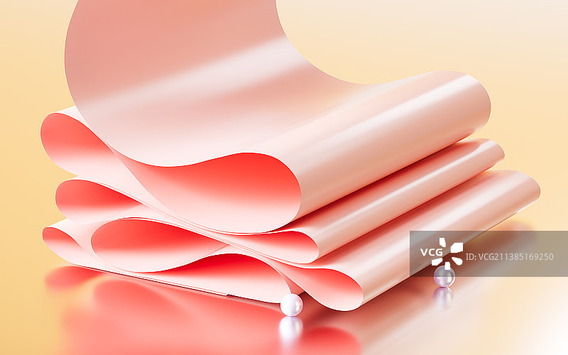 弯曲折叠的折纸背景3D渲染图片素材