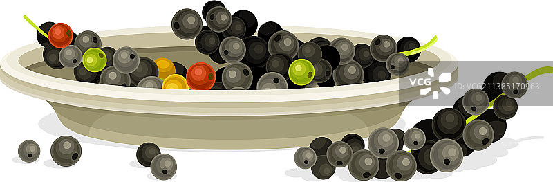 陶瓷碗中的新鲜有机黑胡椒粒图片素材